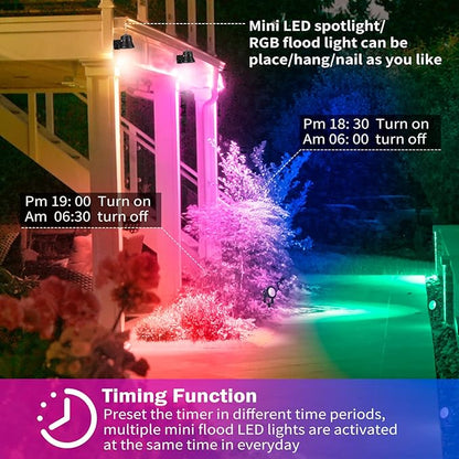 Smart Outdoor Lights,15w Halloween Lights with US Plug,12V APP Control Spotlight with Waterproof,Dimmable Spot Lights with Timer（NO Remote）