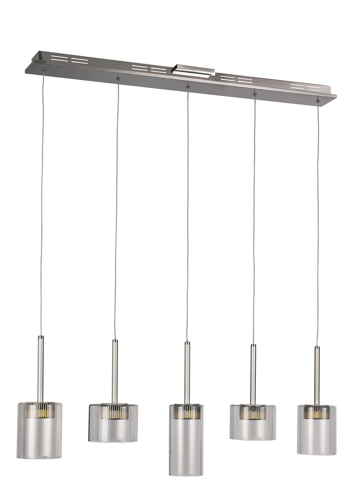 5-Light Polished Chrome LED Island Pendant with Clear Glass