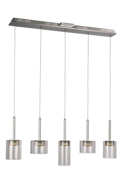 5-Light Polished Chrome LED Island Pendant with Clear Glass