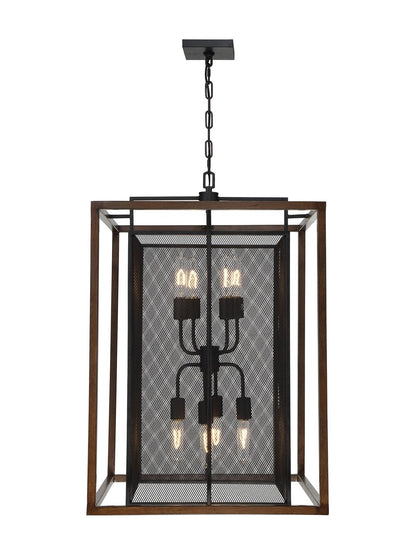 Rio Lobo 8-Light Pendant – Dark Oak and Black