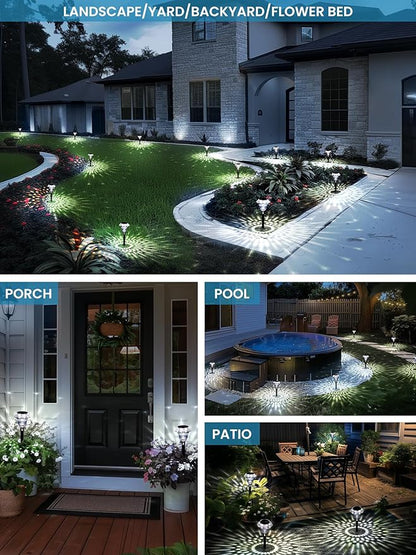 SOLPEX Solar Pathway Lights Garden Decor for Yard, Garden Lights Solar Powered Waterproof Landscape Lighting, Solar Outdoor Lights Porch Decor for Path Walkway Driveway (8 Pack Cold White)