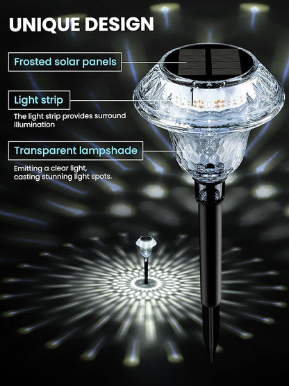 SOLPEX Solar Pathway Lights Garden Decor for Yard, Garden Lights Solar Powered Waterproof Landscape Lighting, Solar Outdoor Lights Porch Decor for Path Walkway Driveway (6 Pack Cold White)