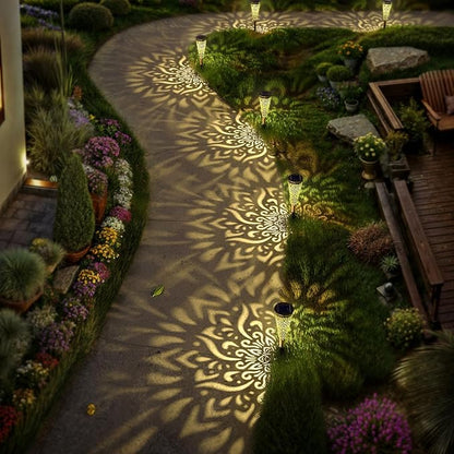 6 Pack Solar Lights Outdoor Garden Decorative Solar Garden Lights with Warm Light Waterproof Solar Pathway Landscape Lights for Path Patio Backyard Walkway Yard Garden Decor (Gold, 6Pcs)