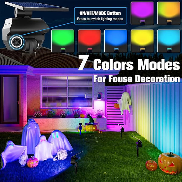 NIORSUN Solar Color Changing Lights Outdoor,7 Lighting Modes RGB Solar Outdoor Lights,IP67 Waterproof Multicolor Landscape Spotlights for Halloween Holiday Decorations,6 Pack