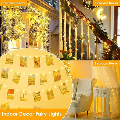 2Pack Each 66Ft 200 LED Fairy Lights Plug in with Remote, Waterproof String Lights Outdoor & Indoor, String Lights 8 Modes with Timer, Twinkle Light for Girl's Room Christmas Decorations (Warm White)