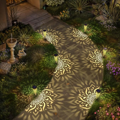 6 Pack Solar Lights Outdoor Garden Decorative Solar Garden Lights with Warm Light Waterproof Solar Pathway Landscape Lights for Path Patio Backyard Walkway Yard Garden Decor (Gold, 6Pcs)