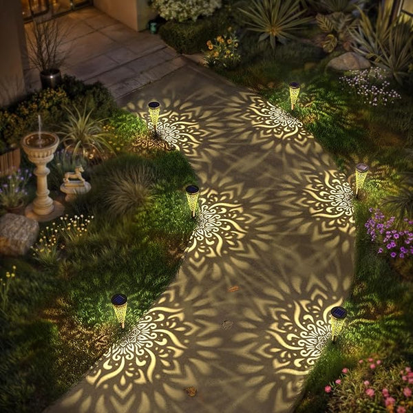 6 Pack Solar Lights Outdoor Garden Decorative Solar Garden Lights with Warm Light Waterproof Solar Pathway Landscape Lights for Path Patio Backyard Walkway Yard Garden Decor (Gold, 6Pcs)
