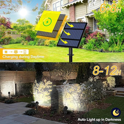 T-SUNUS Solar Garden Spotlight Outdoor 6-in-1, White Landscape Spot Lights IP65 Waterproof, 5W Separated Panel, Dusk to Dawn 6000K Spotlights for Tree Patio Yard Driveway Pathway Pool Porch Walkway