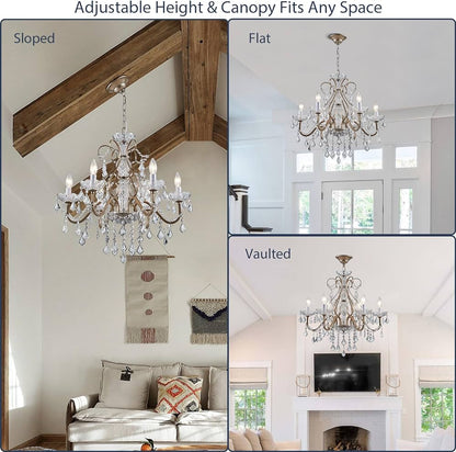 Allure 8-Light Silver and Gold Hanging Chandelier