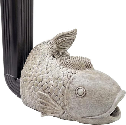 Fish Statues Gutter Downspout Extension Statues Garden Decoration,Resin Statue Outdoor Decor,Animal Downspout Diverter,Decorative Gutter Extension,3"×4" Downspout Extender Diverter Splash Block
