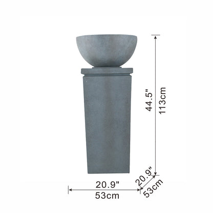 Resin Zen Bowl Pedestal Outdoor Fountain 44 Inch