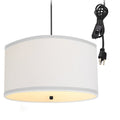 2 Light Swag Plug-In Pendant 18"w White Linen with Diffuser, Black Cord