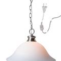 16"W Plug In Swag Milky White Glass Pendant Light Polished Nickel Finish