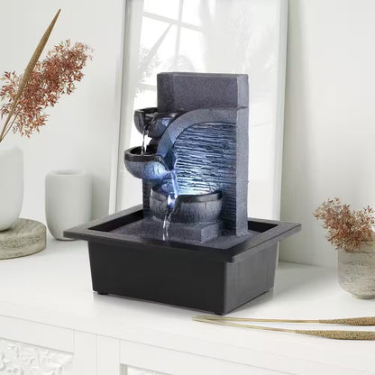 Indoor Waterfall Fountain with LED Light for Home and Office Decor