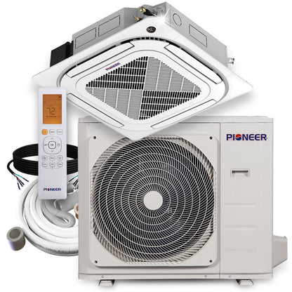 : 36,000 BTU 4-Way Ceiling Cassette Mini-Split Heat Pump System – 20 SEER2, 230V