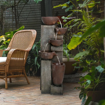 Resin Diagonal Cascading Floor Fountain Outdoor 40 in