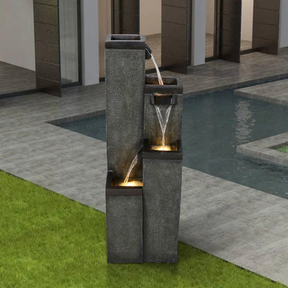 Resin Modern Outdoor Fountains 4 Pillar 39 Inch