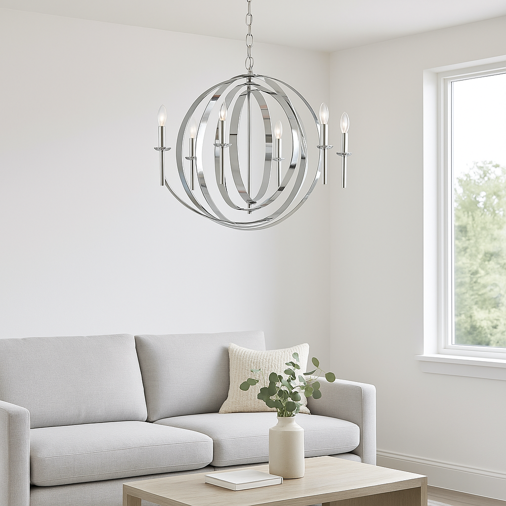 Rondure 6-Light Polished Nickel Chandelier