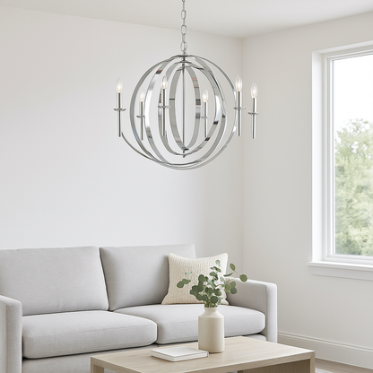 Rondure 6-Light Polished Nickel Chandelier