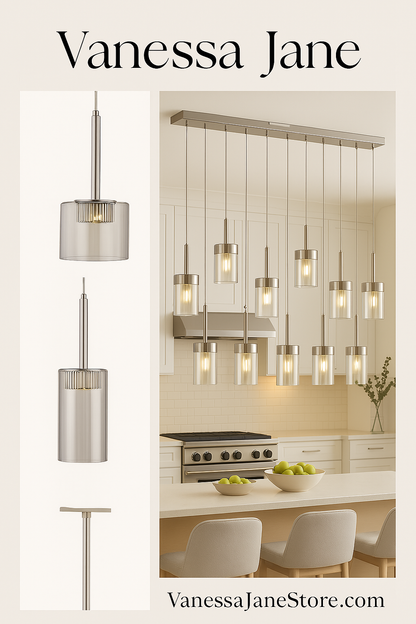9-Light Polished Chrome LED Island Pendant with Clear Glass
