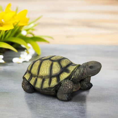 Concrete Turtle Garden Statues Painted Shell 16 Inch