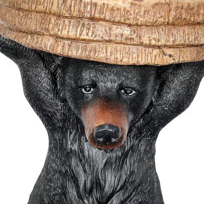 Concrete Outdoor Side Table Bear Holding Top 15 Inch