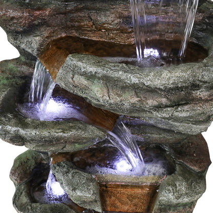 Resin Serpentine Slate Column Cascading Outdoor Fountain