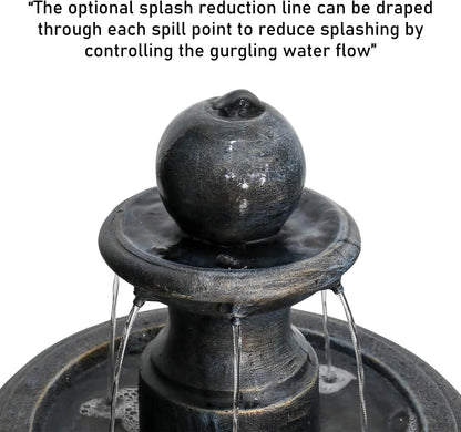 Concrete Antique Black 3 Tier Outdoor Water Fountain