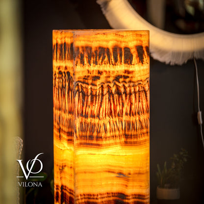 Medium Golden Cloud Onyx Dragon Eye Floor Lamp – 51.25" Tall