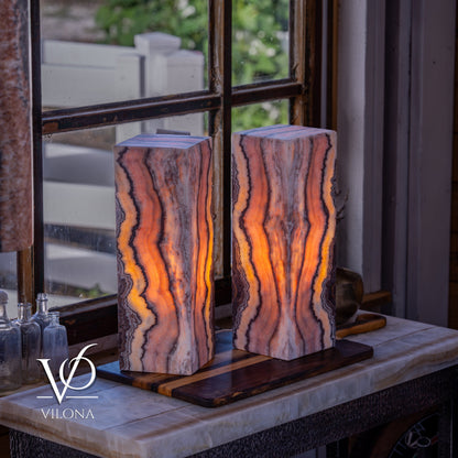 Rosa Onyx Square Table Lamp Set – 17.75" Tall