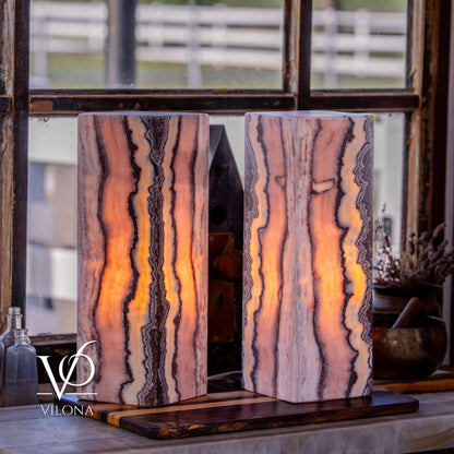 Rosa Onyx Table Lamp Set – 17.75" Tall