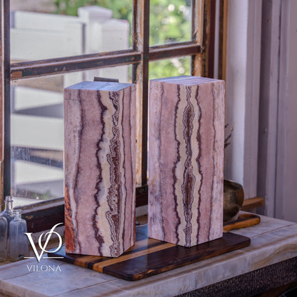 Rosa Onyx Square Table Lamp Set – 17.75" Tall