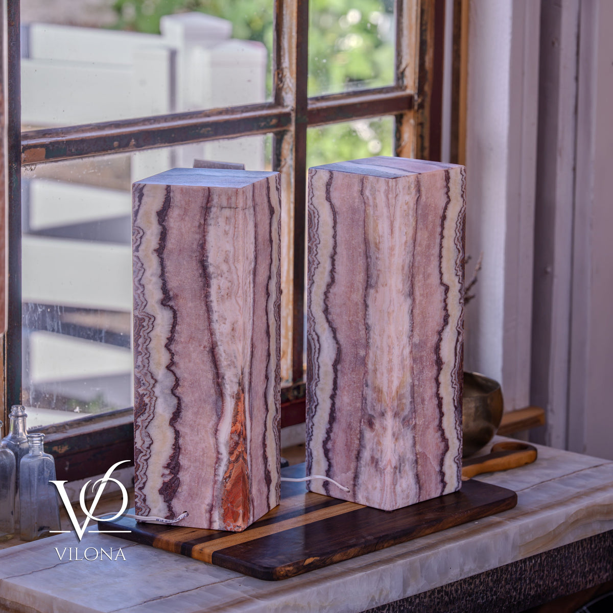 Rosa Onyx Square Table Lamp Set – 17.75" Tall