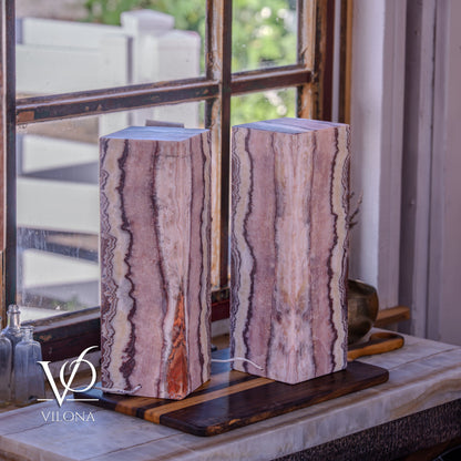 Rosa Onyx Square Table Lamp Set – 17.75" Tall