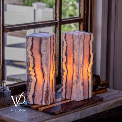 Rosa Onyx Square Table Lamp Set – 17.75" Tall