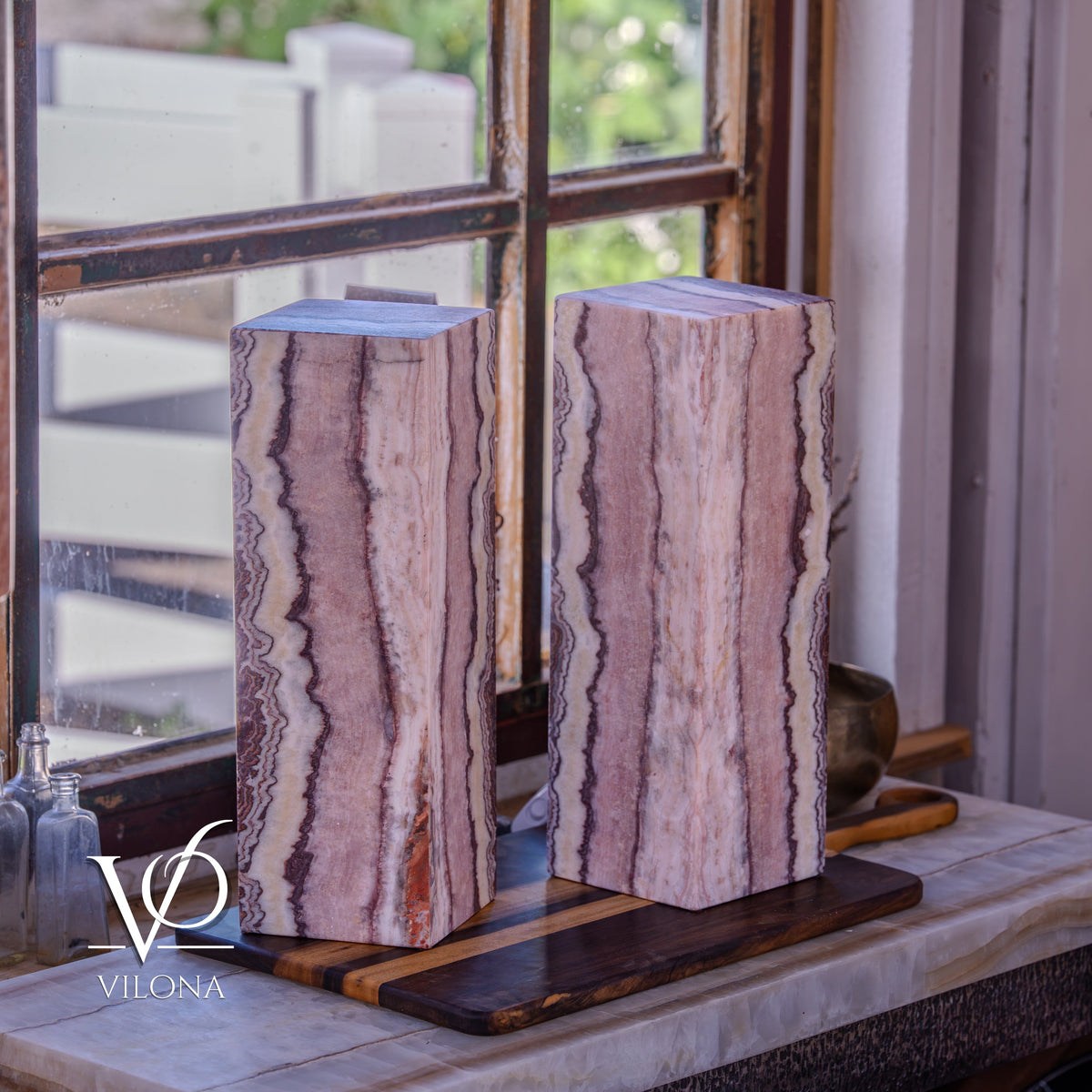 Rosa Onyx Square Table Lamp Set – 17.75" Tall