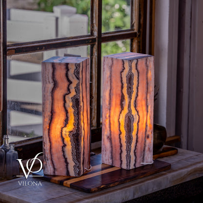 Rosa Onyx Square Table Lamp Set – 17.75" Tall