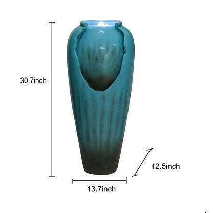Resin Glazed Cutout Urn Outdoor Water Fountain 30 Inch