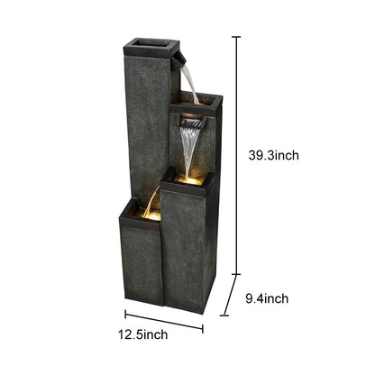 Resin Modern Outdoor Fountains 4 Pillar 39 Inch