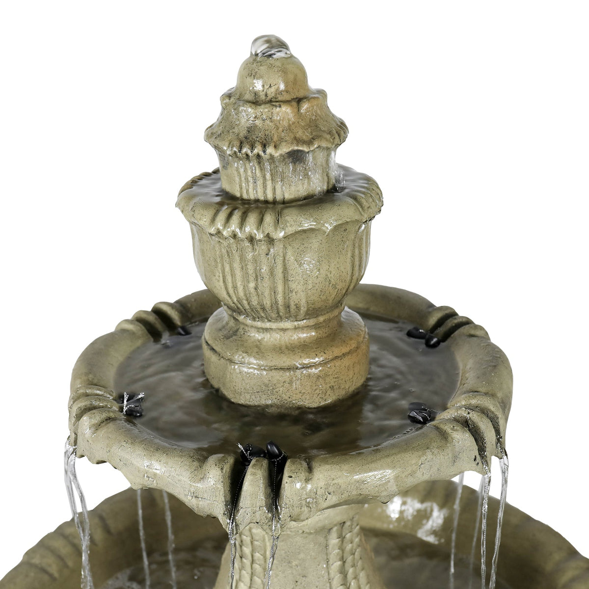 Concrete Water Fountain Pedestal Scalloped 3 Tier
