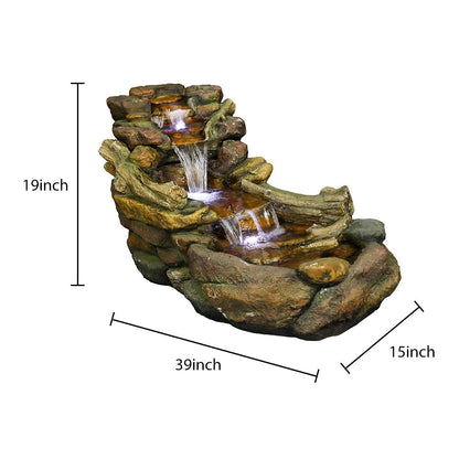 Resin Driftwood Creek Horizontal Outdoor Fountain 39 in