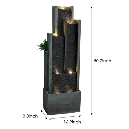 Resin Ribbed Slate Outdoor Water Fountain Quiet 50 in