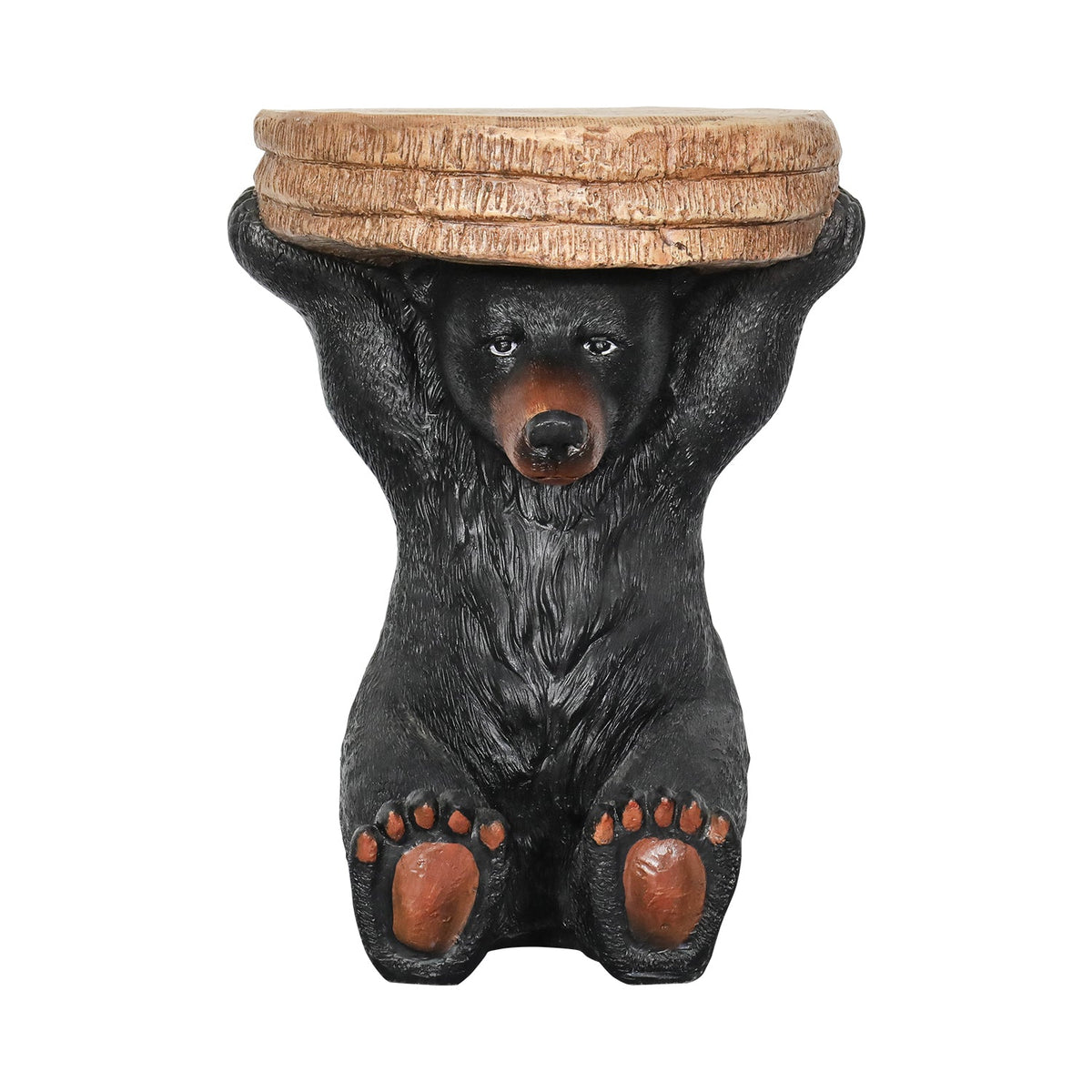 Concrete Outdoor Side Table Bear Holding Top 15 Inch
