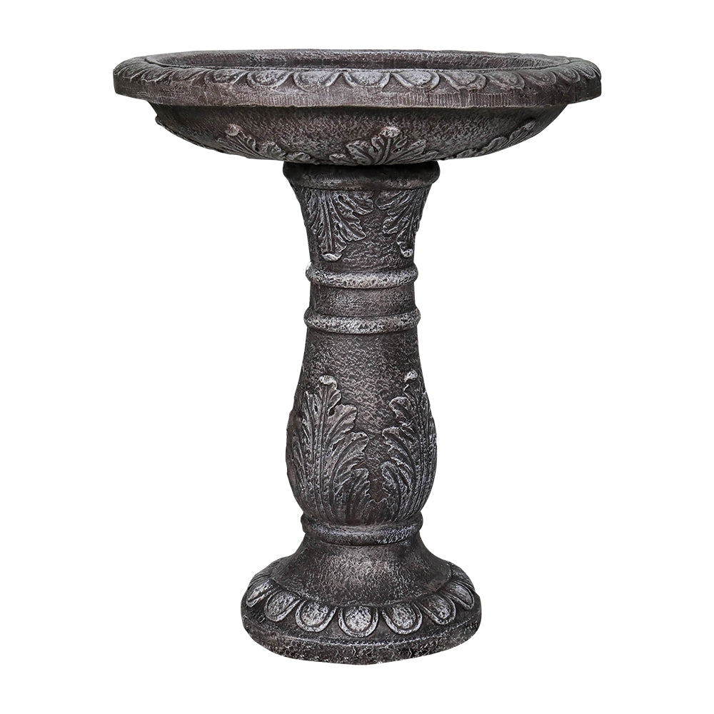 Concrete Leaf Bird Bath Acanthus Carved 24 Inch