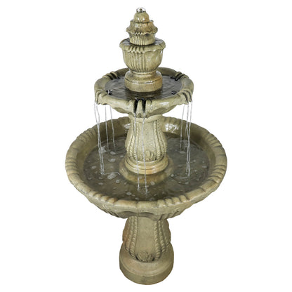 Concrete Water Fountain Pedestal Scalloped 3 Tier