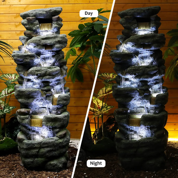 Resin River Rock Outdoor Fountain Pillar 51 Inch 52 lb