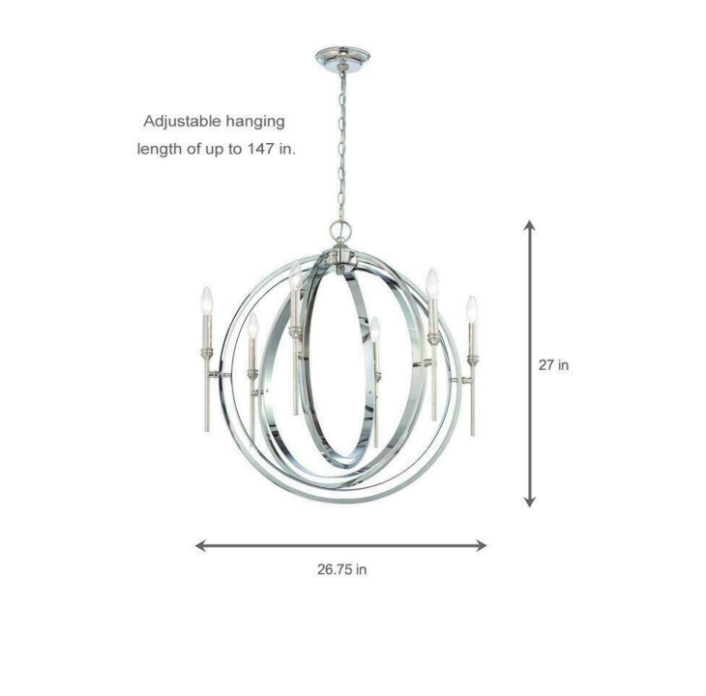 Rondure 6-Light Polished Nickel Chandelier