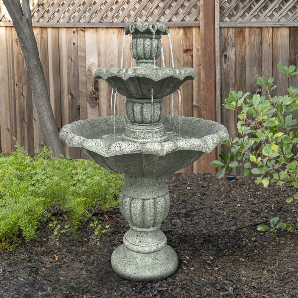 Concrete Lotus Fountain Tiered Outdoor