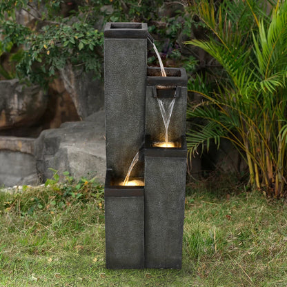 Resin Modern Outdoor Fountains 4 Pillar 39 Inch