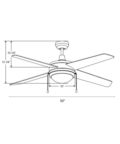 52" Europa IV 4-Blade Ceiling Fan Black Finish with Integrated LED Light